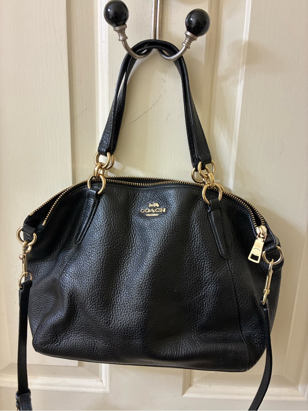 COACH Kelsey Satchel Bag /Gold Hardware, Black Pebbled Leather NWOT